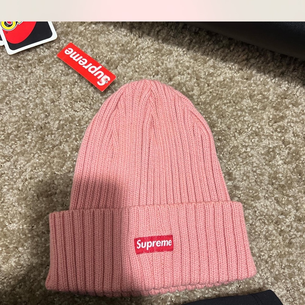 Supreme Pink Ribbed Beanie - Picture 2 of 5
